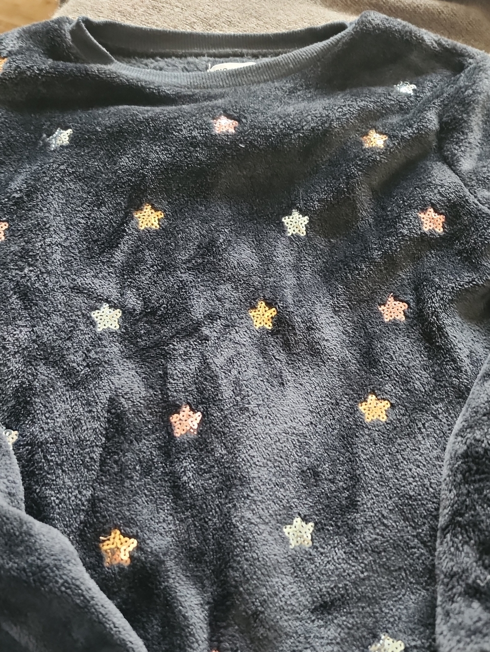 Epic Threads Navy Plush Pullover with Multicolor Star Appliqués